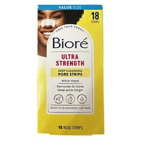 Biore Witch Hazel Blackhead Remover Pore Strips for Nose Ultra Strength 18 Count